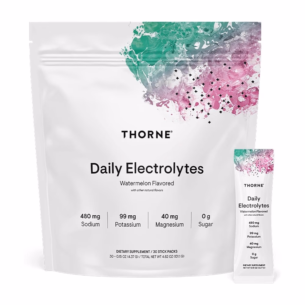 Thorne Daily Electrolytes 30 Stick Packs – Watermelon | NSF Certified for Sport Hydration Mix