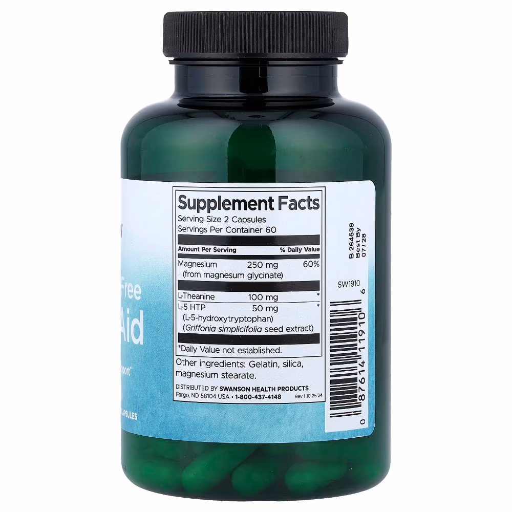 Swanson Melatonin-Free Sleep Aid – 3-in-1 Formula for Sleep and Stress Support, 120 Capsules 2