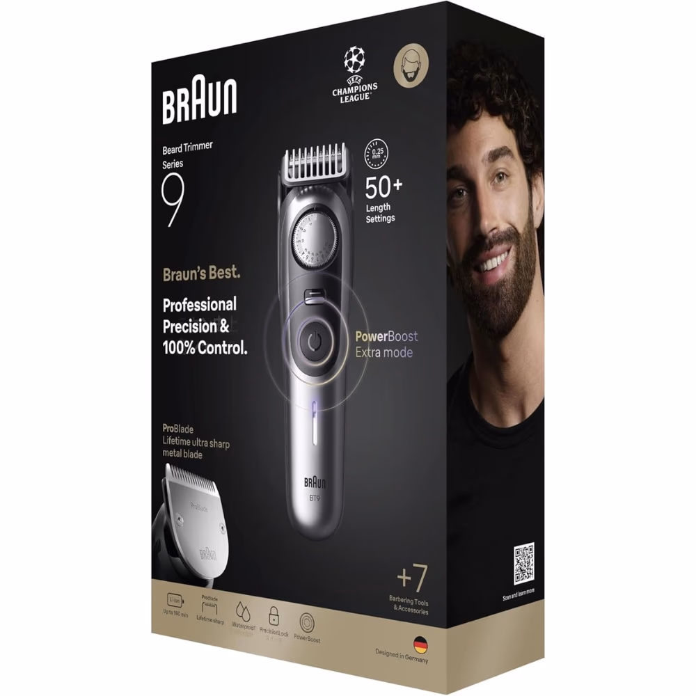 Braun Series 9 Beard Trimmer Silver Matte Box BT9520 5