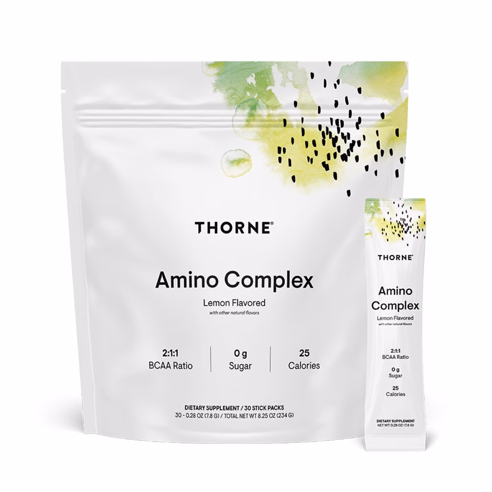 Thorne Amino Complex 30 Stick Packs – Lemon | Complete EAA and BCAA Formula for Muscle Growth and Recovery