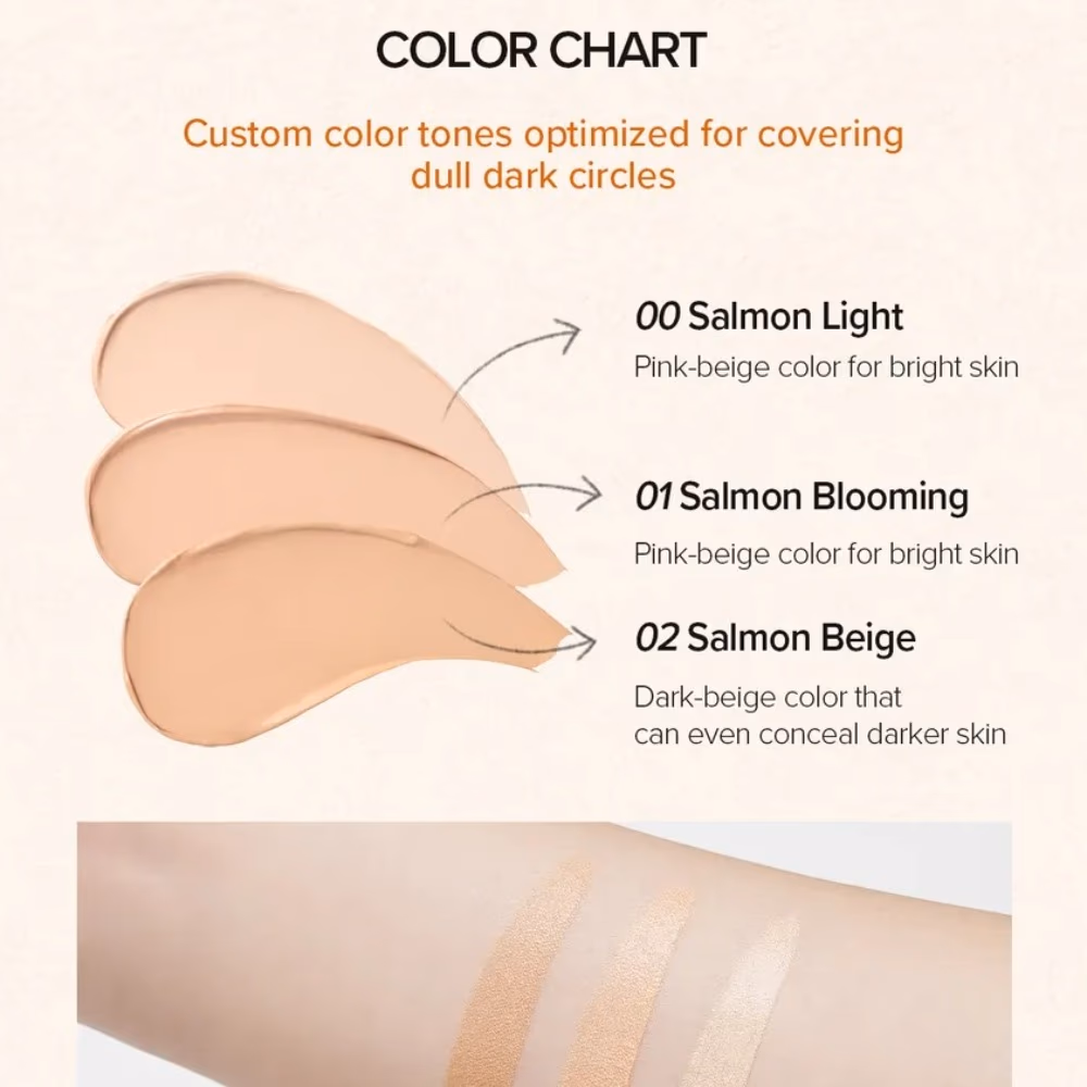 Skinfood Salmon Dark Circle Concealer Cream 10gm – No.00 Sheer Beige | Salmon Extract & Omega-Rich Coverage for Under Eyes 2