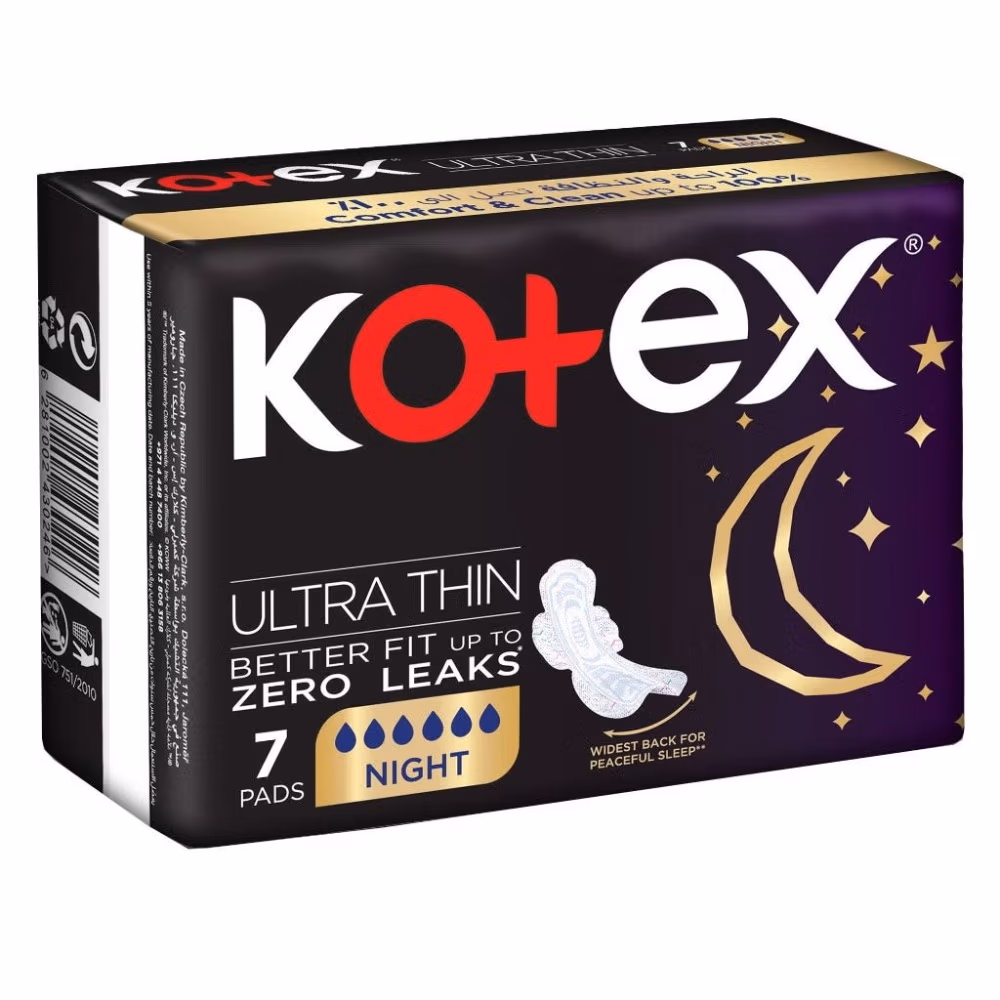 Kotex Ultra Thin Pads - Night + Wings - 7 Pads 2
