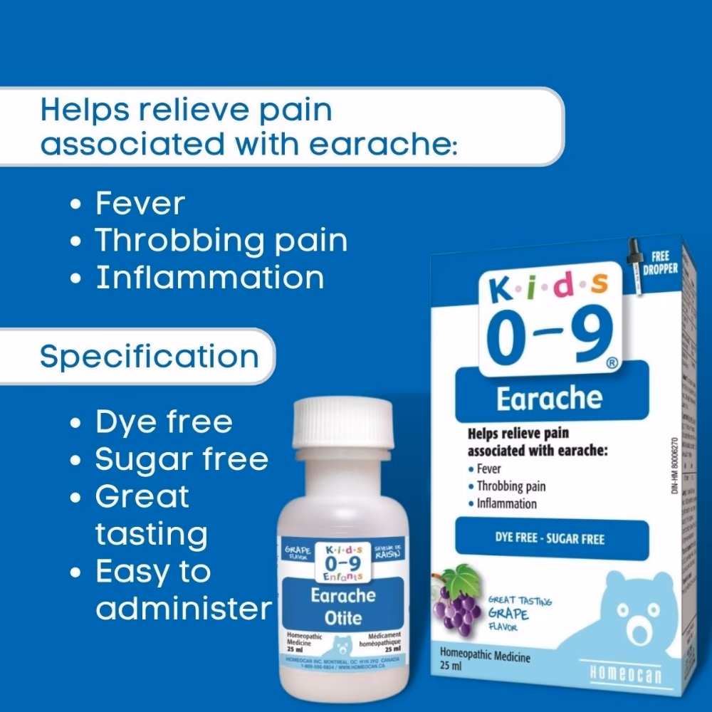 Homeocan Kids 0-9 Earache Oral Solution 25ml - Grape Flavor 3