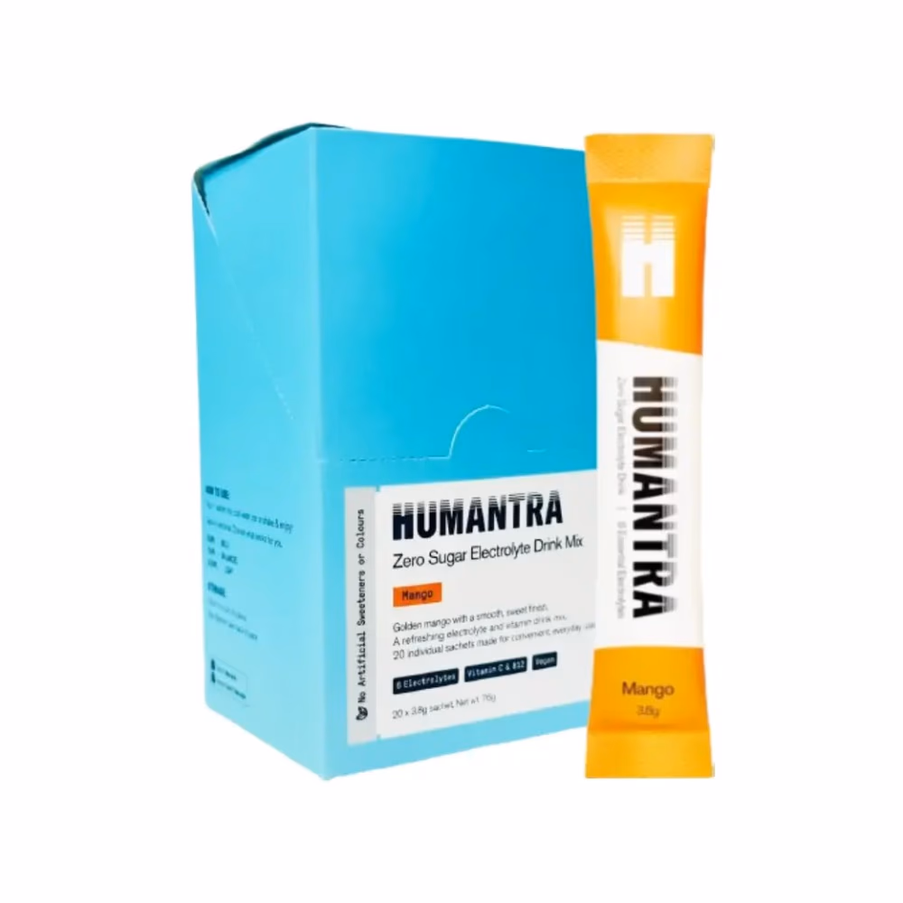 Humantra Zero Sugar Electrolyte Drink Mix 20 Sachets x 3.8g – Mango | All 6 Essential Electrolytes with Vitamin C, B12 & Zinc | Plant Based 2