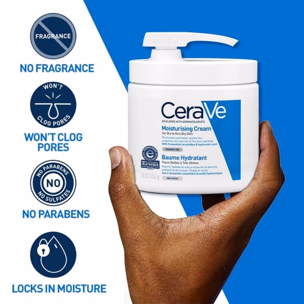 CeraVe Moisturizing Cream for Face and Body with 3 Essential Ceramides and Hyaluronic Acid, Normal to Dry Skin, 454g 4