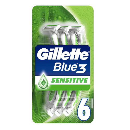 Gillette Blue 3 Sensitive Men Disposable Razors, 6 Count 1