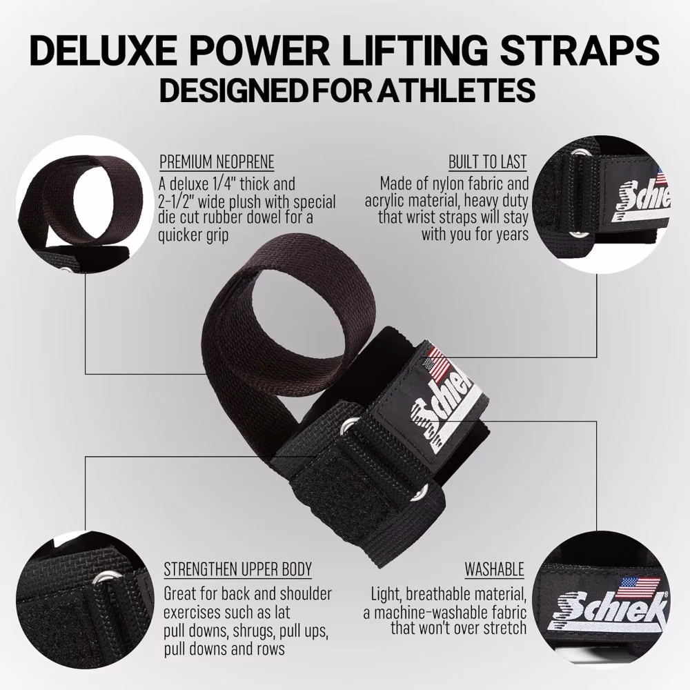 Schiek Leather Lifting Strap Black 3