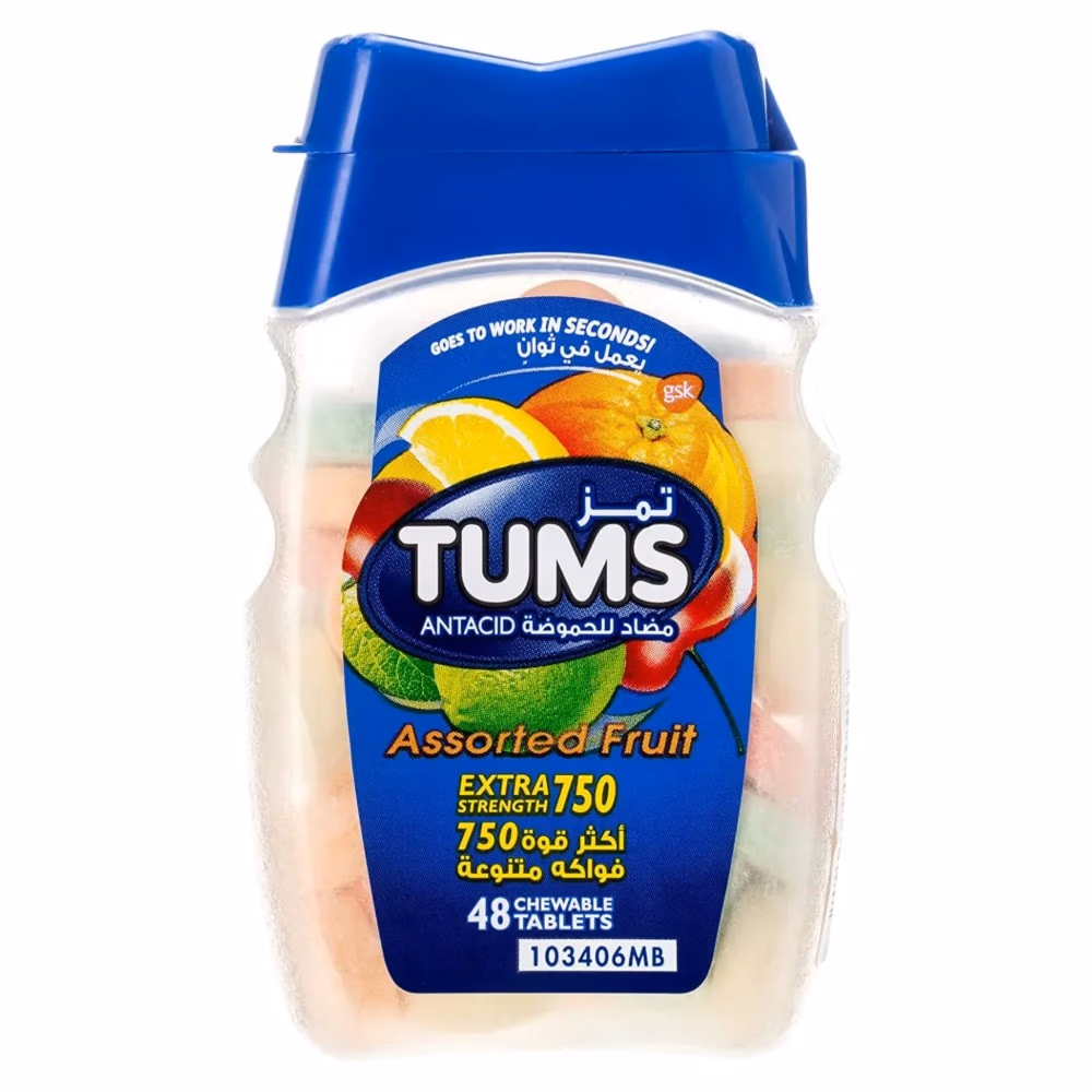 TUMS Extra Strength 750mg Antacid Tablets, 48 Tablets