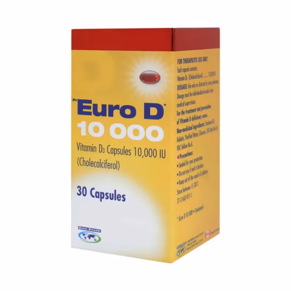 Euro D 10000 IU Vitamin D3 Capsules – 30 Softgel Capsules