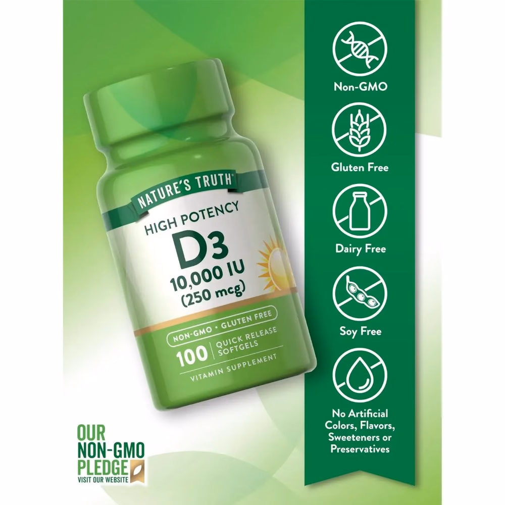 Natures Truth Vitamin D 10,000 IU - 100 Softgels 5