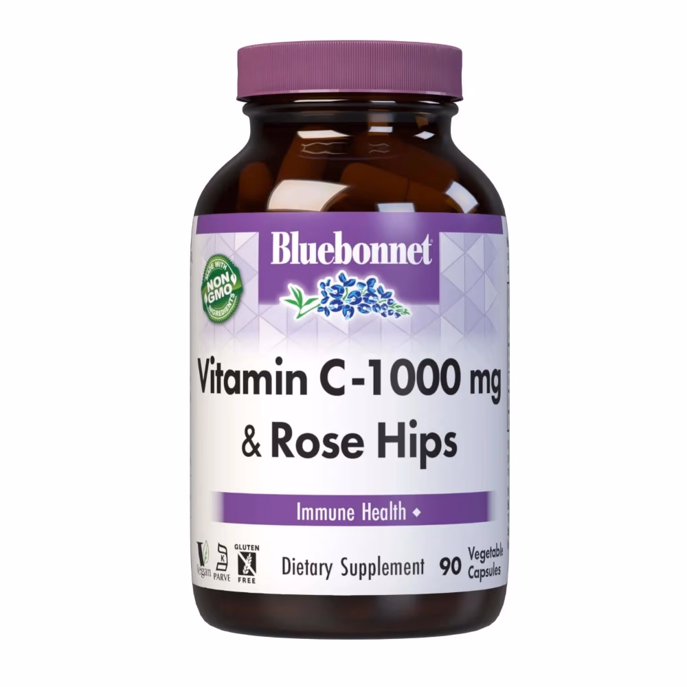 Bluebonnet Nutrition Vitamin C 500mg Plus Rose Hips 90 Vegetable Capsules