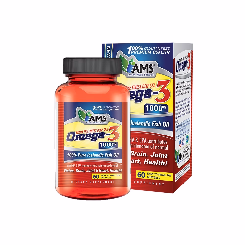 AMS Omega-3 1000mg Softgels – 60 Count