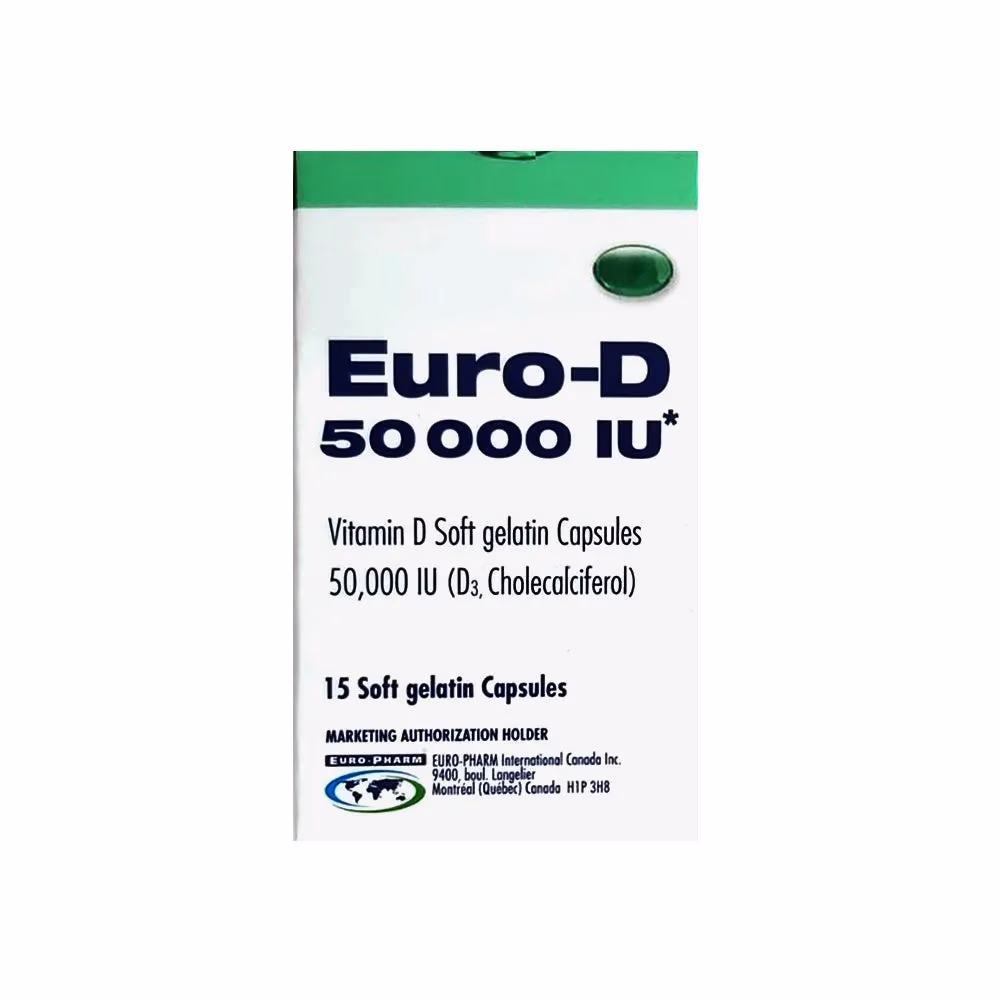 Euro D 50,000 IU Vitamin D3 Capsules – 15 Softgel Capsules