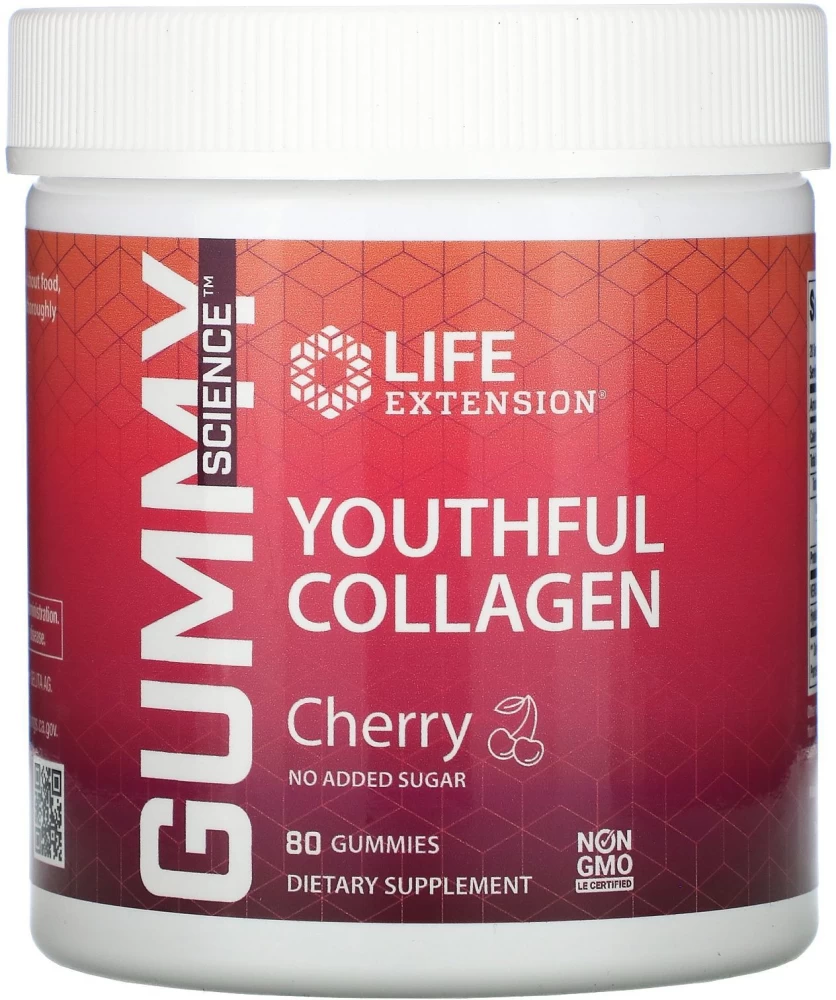 Life Extension Youthful Collagen Cherry 80 Gummies 1