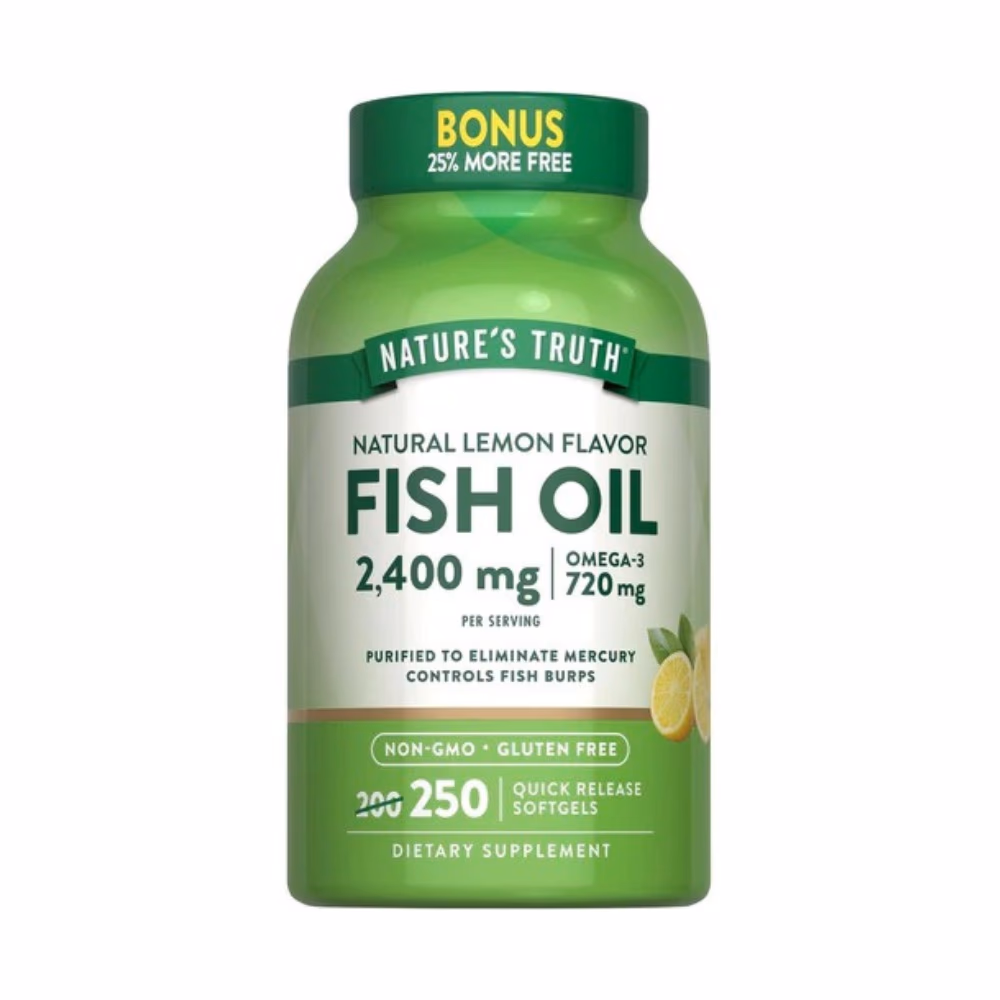 Nature's Truth Fish Oil 2400mg Natural 250 Softgels 1