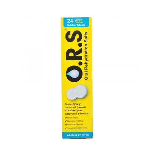 ORS SOLUBLE EFFERVESCENT TABLETS LEMON 24S