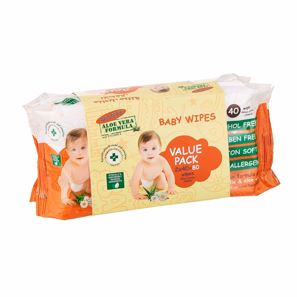 Palmers Baby Wipes 40s Combo Pack 2