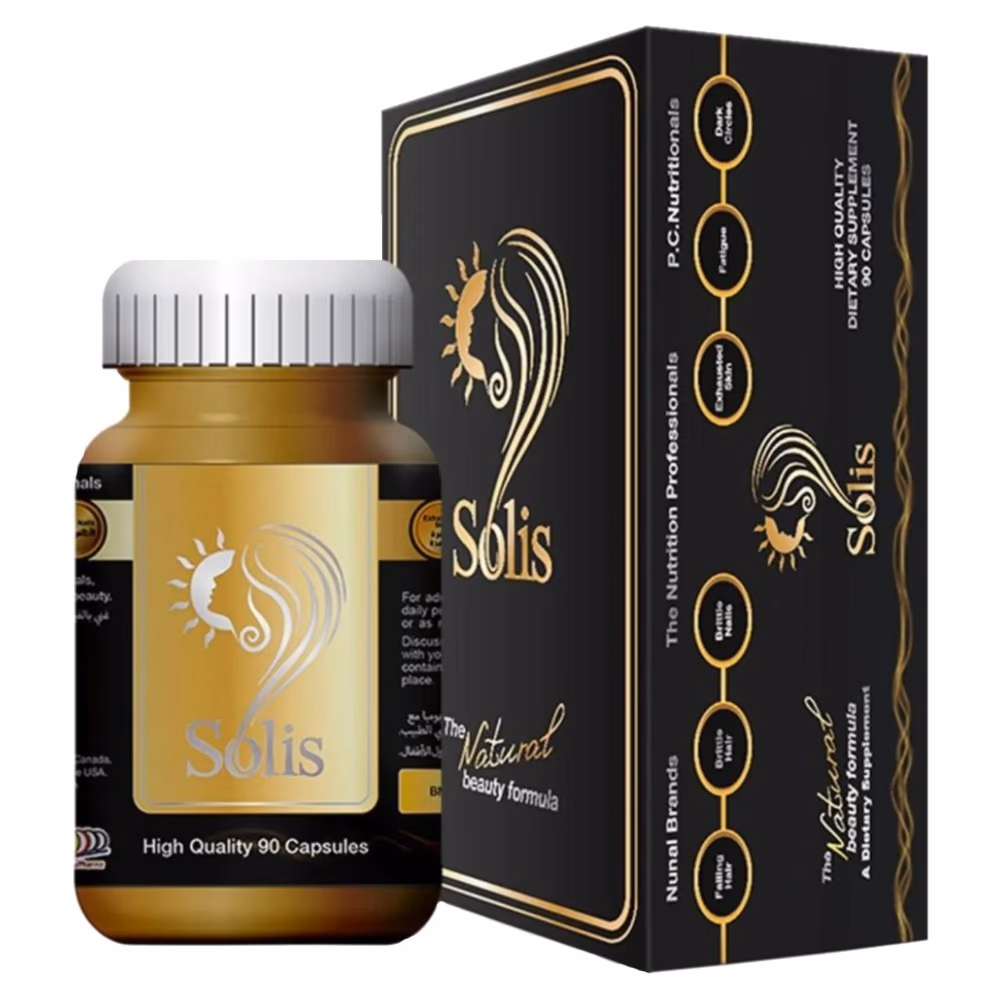 Solis 90 Capsules | Hair, Skin & Nail Supplement for Dark Circles, Fatigue & Hair Fall