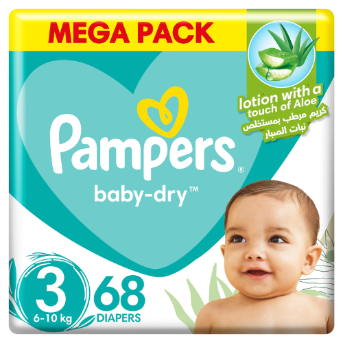 Pampers Baby Dry Diapers With Aloevera Size 3 for 6-10 Kg, Pack of 68S 1