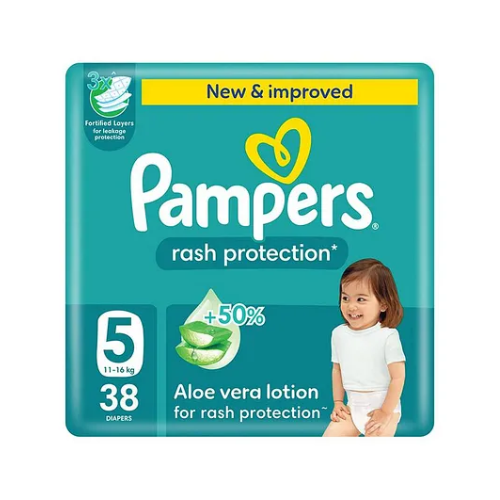 Pampers Baby Dry With Aloevera Lotion Size 5 For 11-16 Kg Pack Of 38 Diapers 1