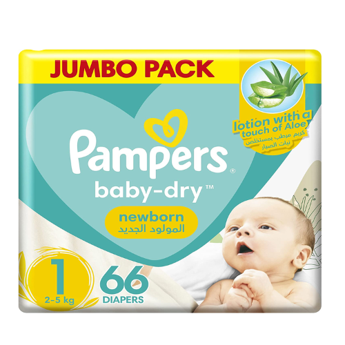Pampers New Born Baby Dry Diapers Size 1 For 2 To 5kg Pack Of 66s