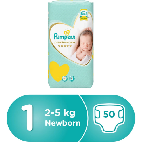 Pampers Premium Care Size 1 for 2 To 5 kg - Pack of 50s 2
