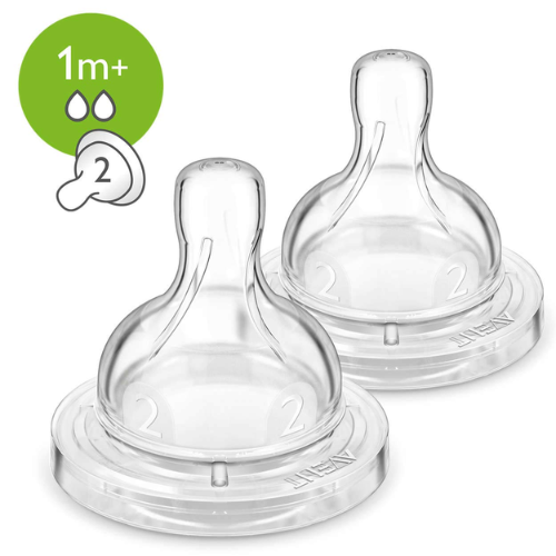 Philips Avent Silicone Teat 2-Hole 1M+