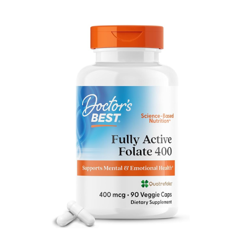 Doctor's Best Full Active Folate 400mcg, 90 Vegetarian Capsules