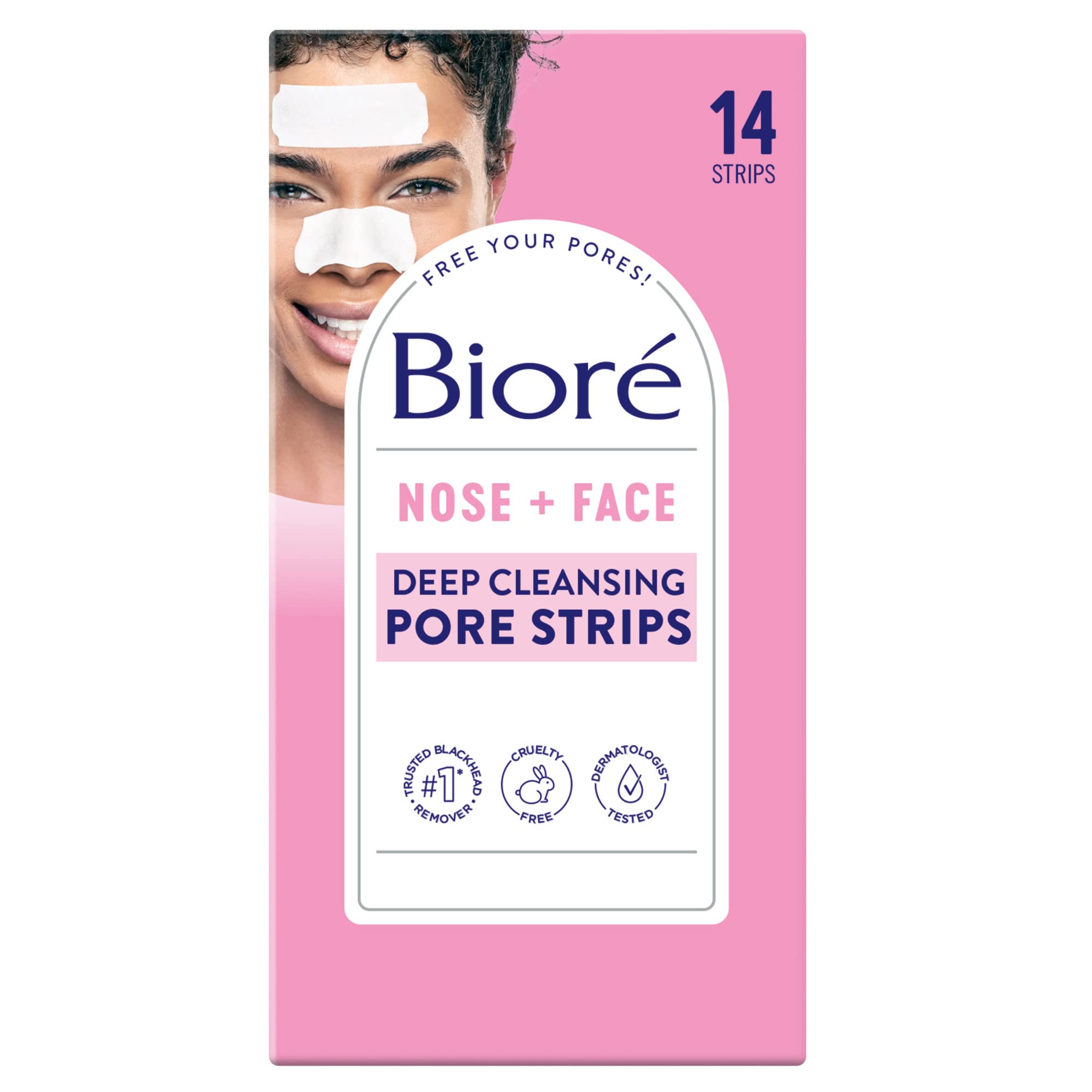 Bioré Deep Cleansing Pore Strips – 14 Strips | Blackhead Removal & Instant Pore Unclogging for Clearer Skin 1
