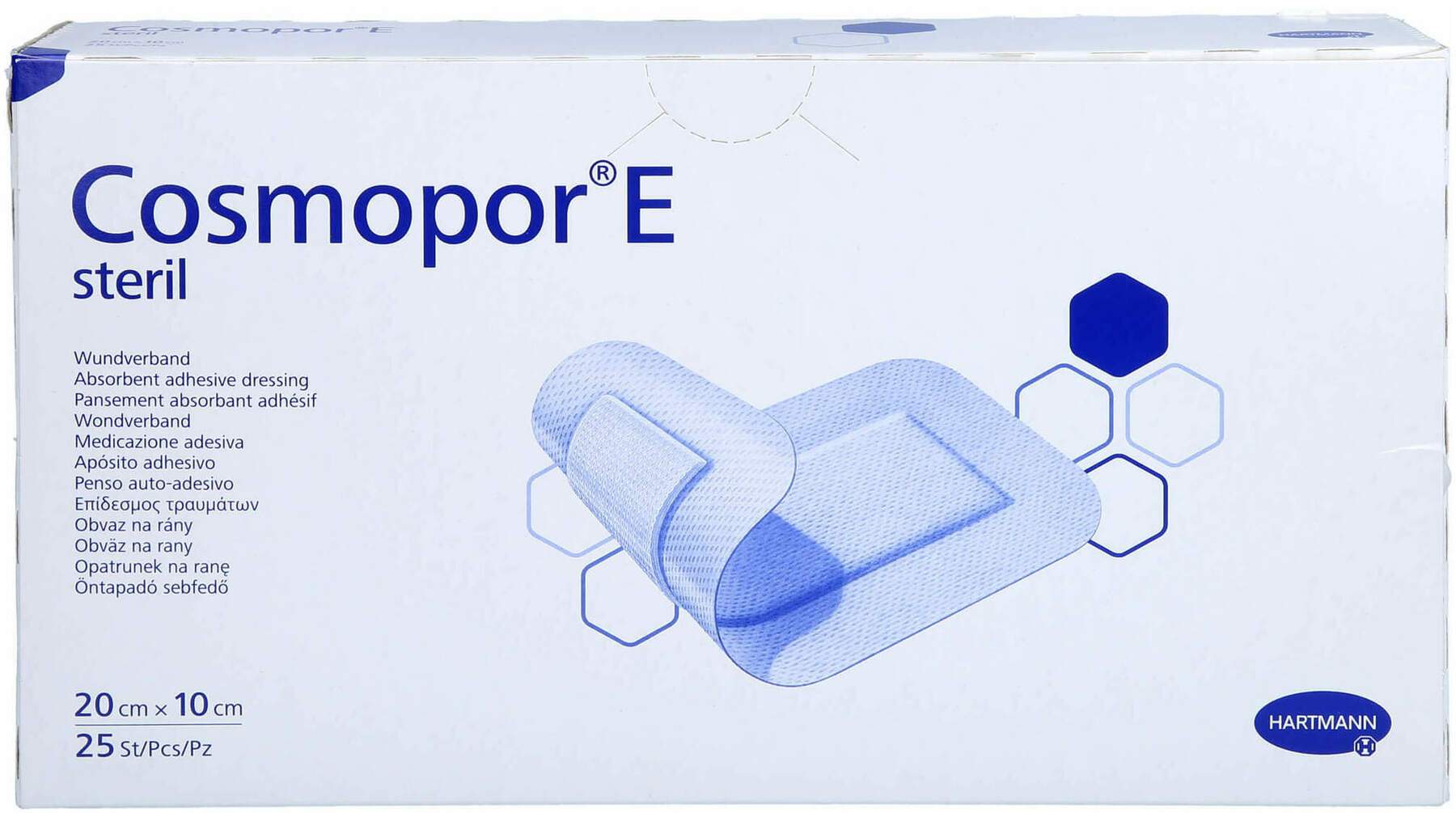 COSMOPOR E Sterile Adhesive Wound Dressings 20x10 cm - Pack of 25