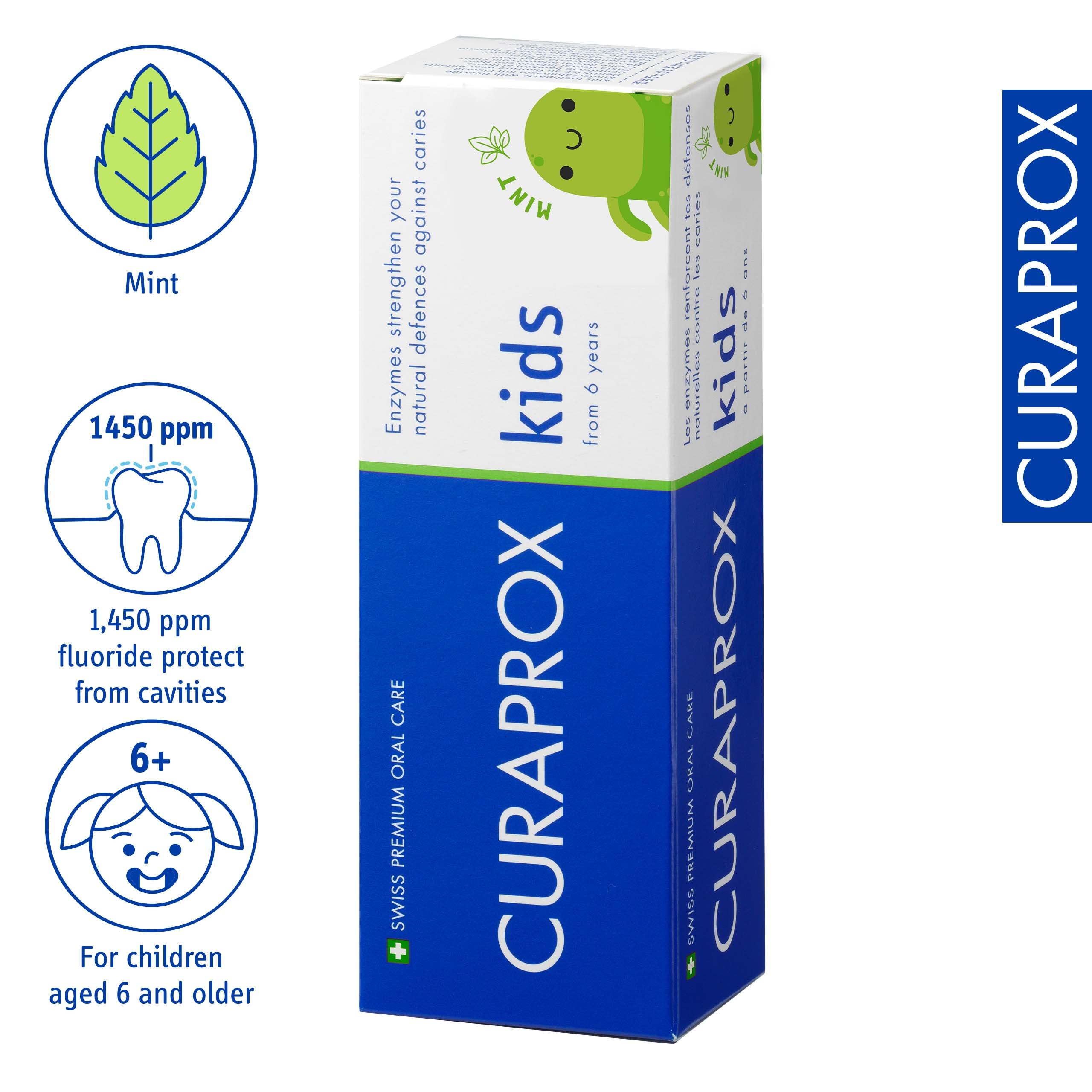 Curaprox Kids Toothpaste Mint 60ml – Gentle Fluoride Protection for Ages 6 Plus