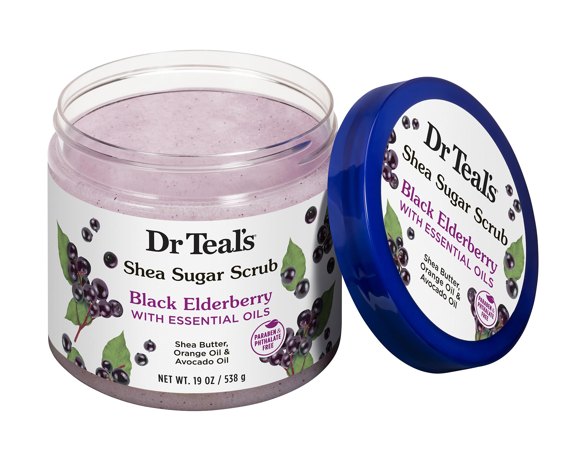 Dr Teals Shea Sugar Scrub Black Elderberry 538g 1