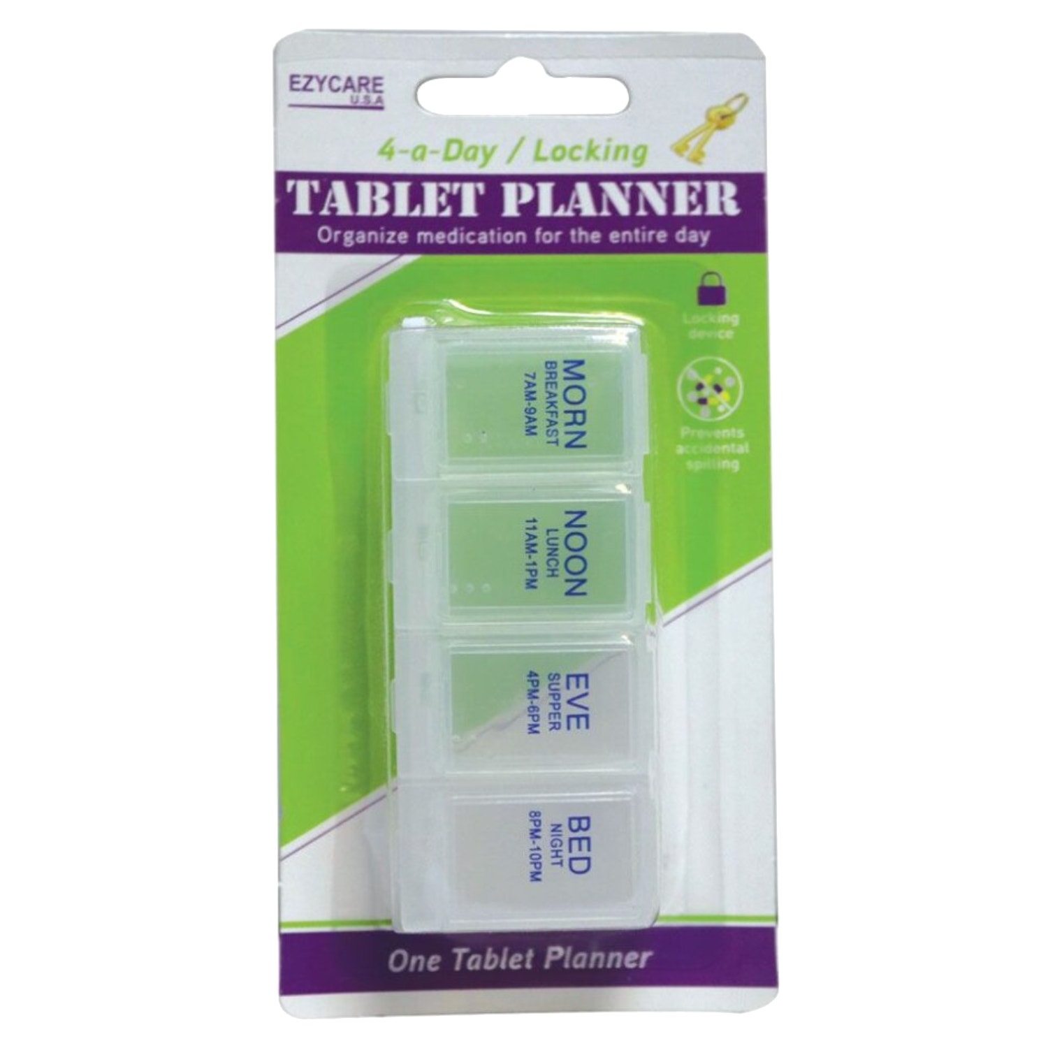 EzyCare 4-A-Day Locking Tablet Planner