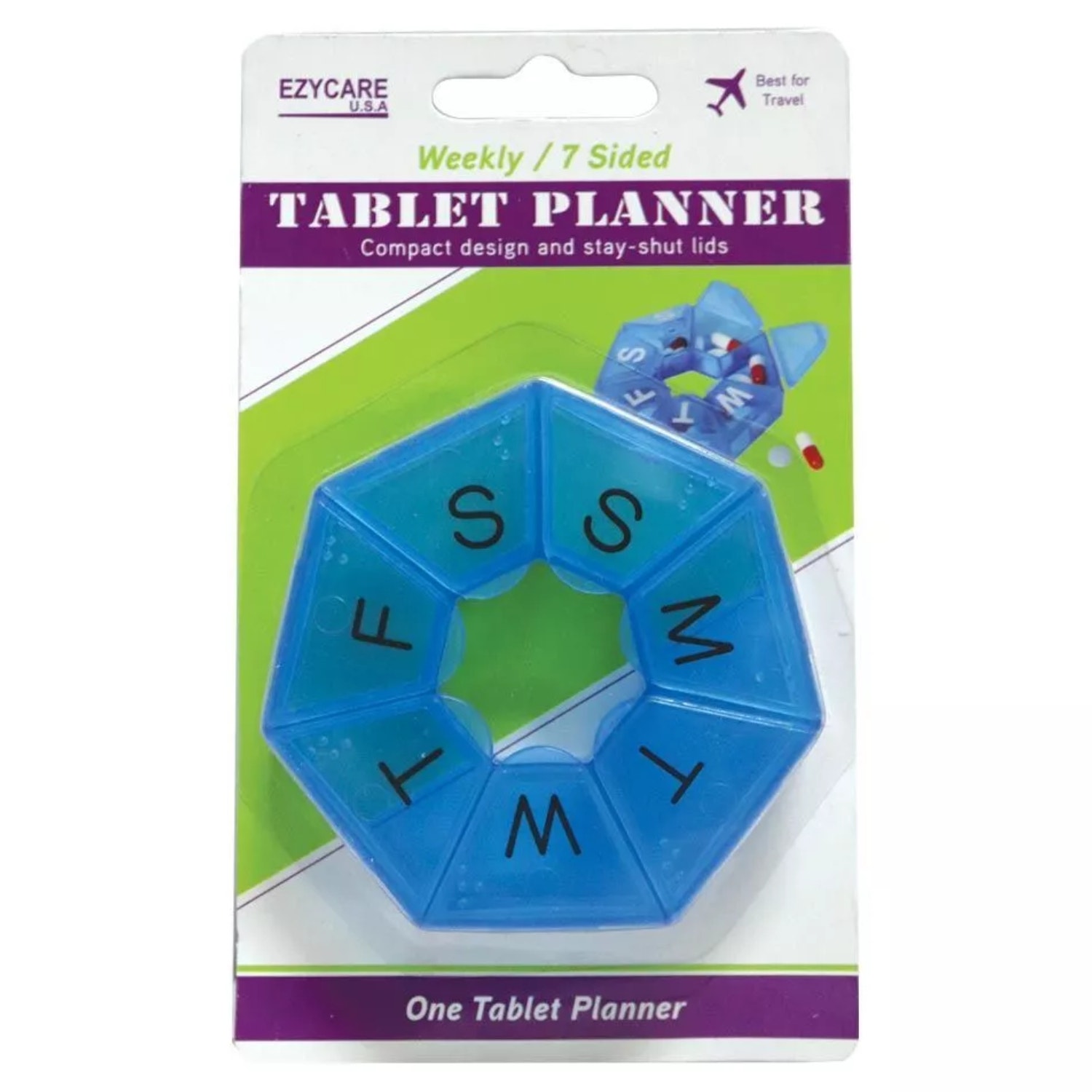 Ezycare Weekly 7-Sided Tablet Planner – Compact Pill Organizer 1