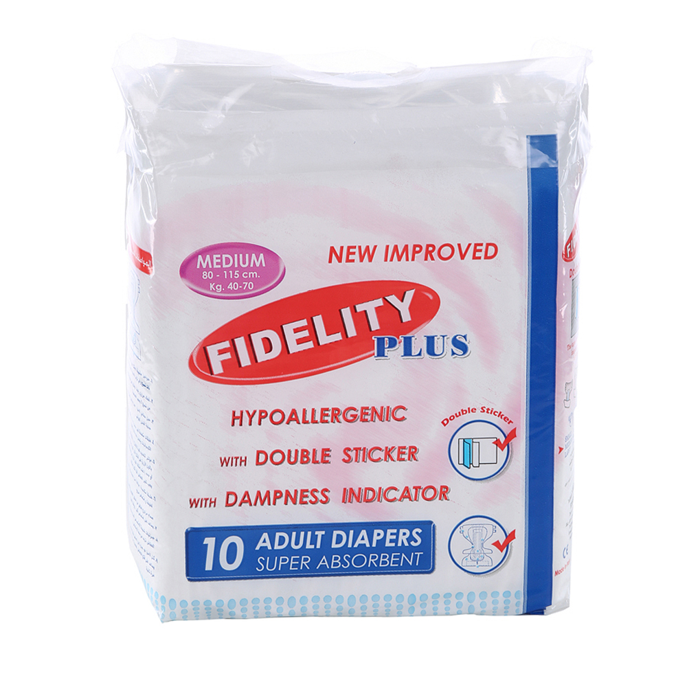 Fidelity Plus Adult Diapers – Medium 10 Pieces