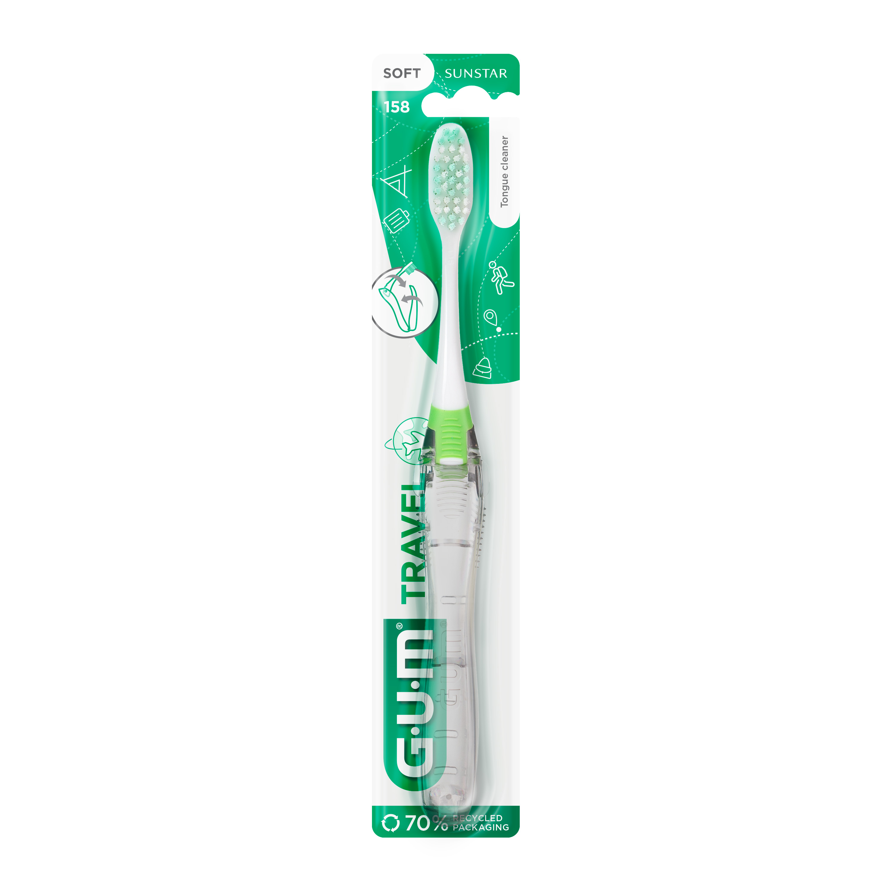 GUM Travel Toothbrush 158 Soft with Antibacterial Bristles 1