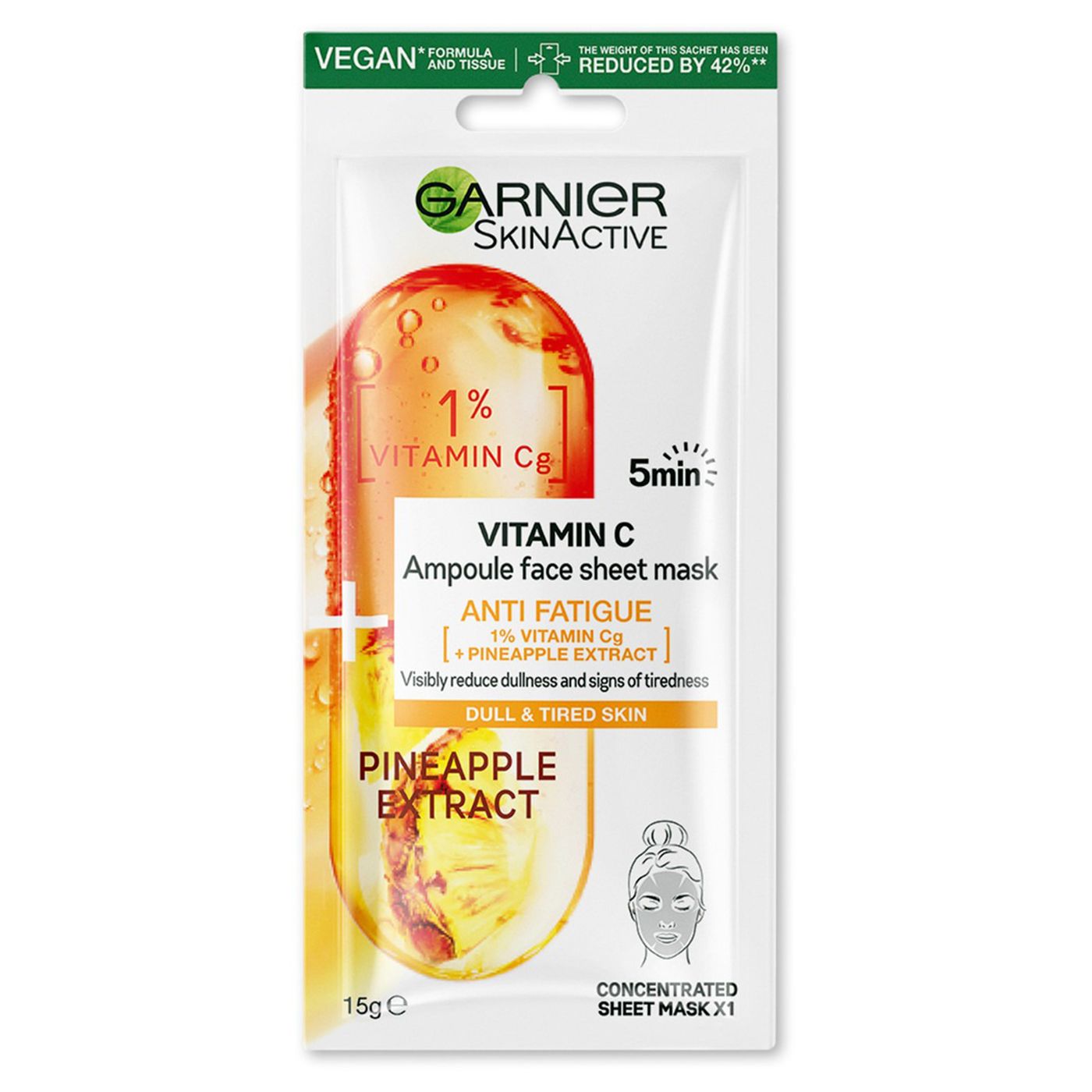 Garnier SkinActive Vitamin C Anti-Fatigue Ampoule Sheet Mask 15g 1