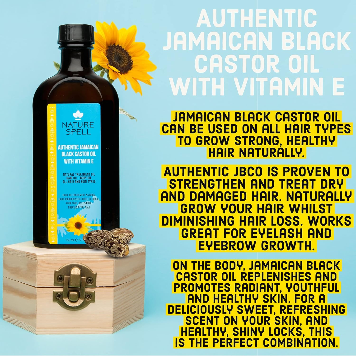 Nature Spell Authentic Black Castor Oil with Vitamin E 150ml 3