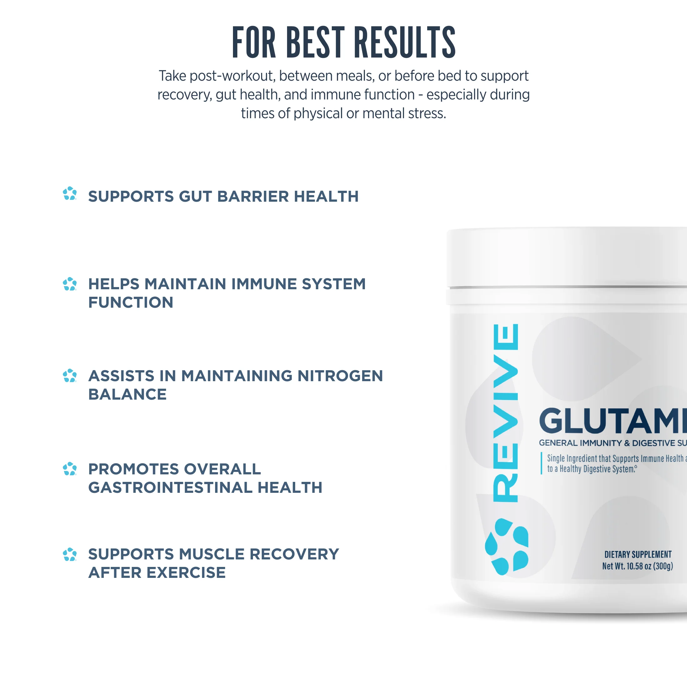Revive L-Glutamine Powder Unflavoured 300g - Amino Acid Supplement 3