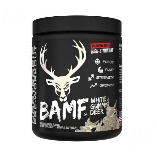 Bucked Up BAMF High Stimulant Nootropic Pre-Workout – 30 Servings, White Gummy Deer