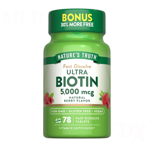 Natures Truth Ultra Biotin 5000 mcg – 78 Fast Dissolve Tablets(Natural Berry Flavor)