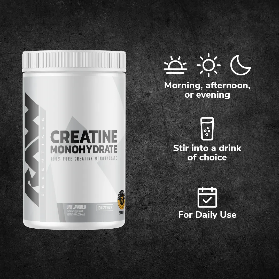 Raw Creatine Monohydrate 500g -100 Servings 4