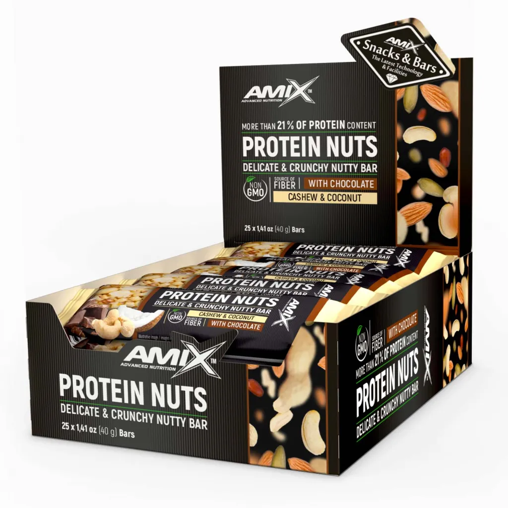 Amix Protein Nuts Bar Cashew Coconut Flavor - 40gm x 25pcs 1