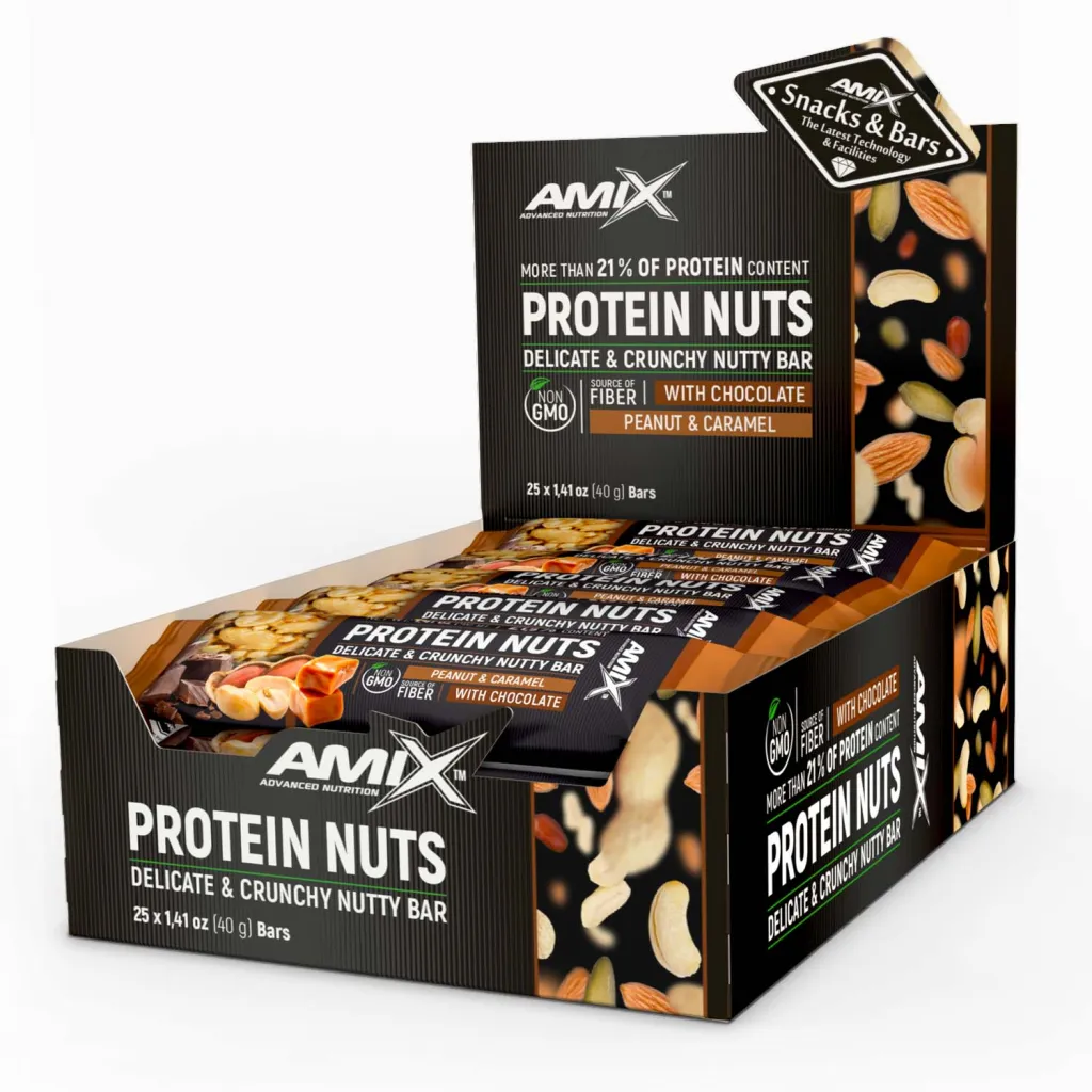 Amix Protein Nuts Bar Peanut Caramel Flavor - 40gm x 25pcs