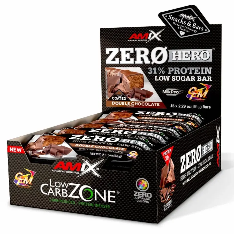 Amix Zero Hero 31% Protein Bar Double Chocolate Flavor - 65gm x 15pcs 1