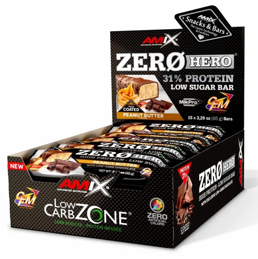 Amix Zero Hero 31% Protein Bar Peanut Butter Flavor - 65gm x 15pcs 1