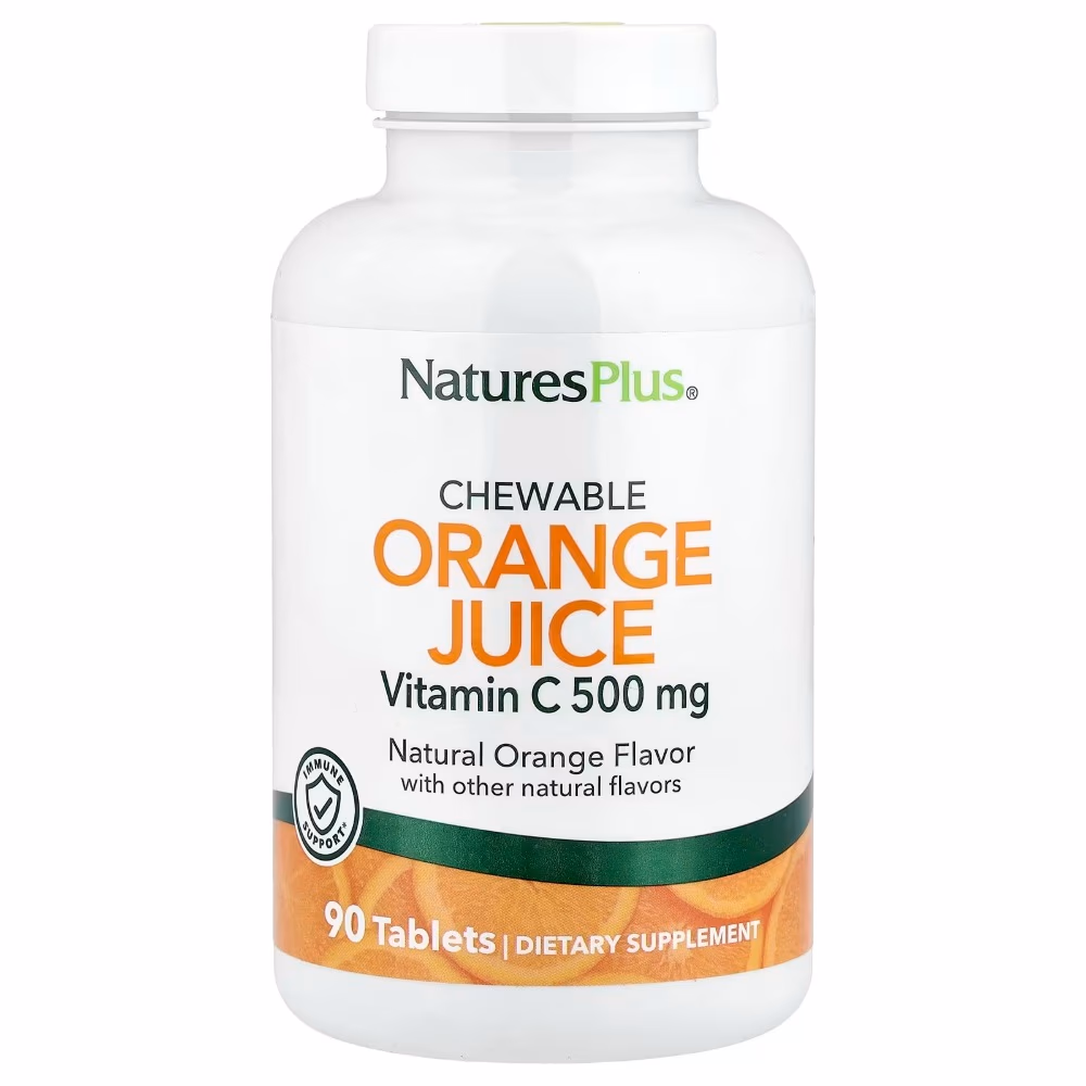 Nature’s Plus Chewable Orange Juice Vitamin C 500 mg Tablets – 90 Count 1