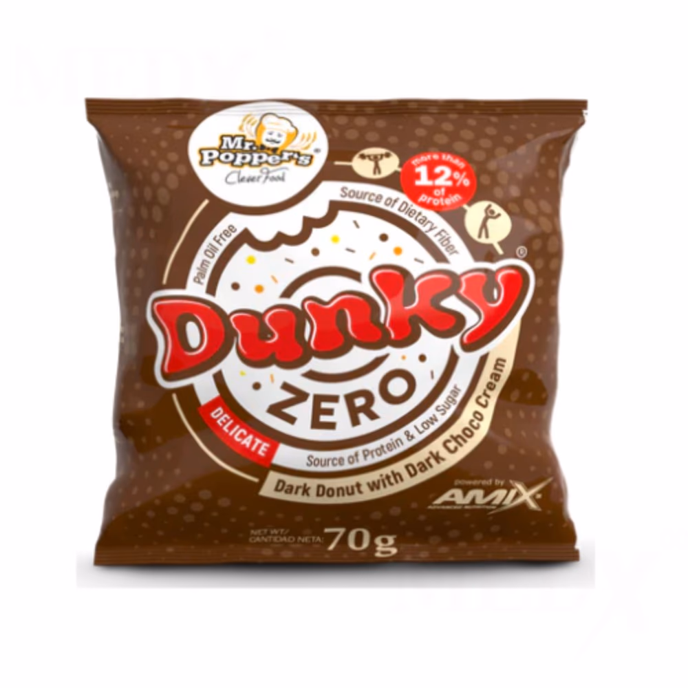 Amix Dunky Zero Donut Dark Chocolate 70g – Low Sugar, High Protein, Delicious Guilt-Free Snack