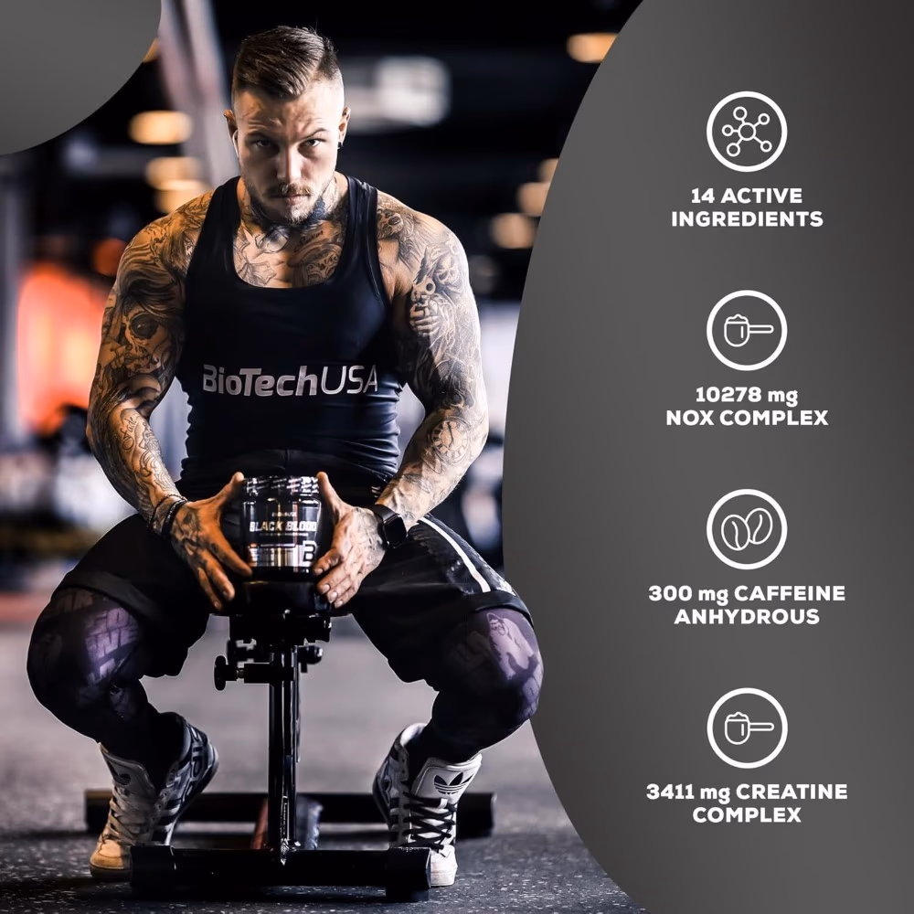 BioTechUSA Black Blood NOX 330g – Tropical Fruit Pre-Workout Formula with Nitric Oxide Boosters 2