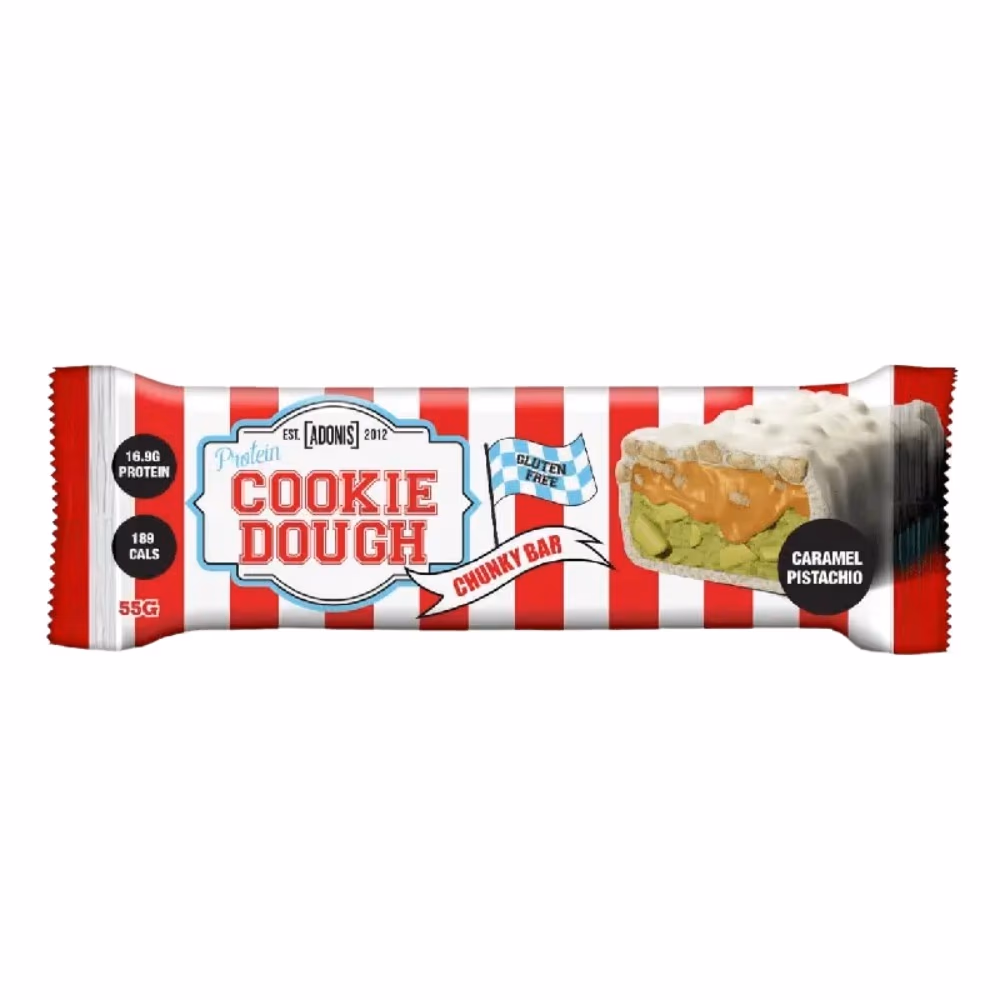 Adonis Protein Cookie Dough Bar Caramel Pistachio 55g – High Protein, Delicious Dessert for Fitness & Energy 1